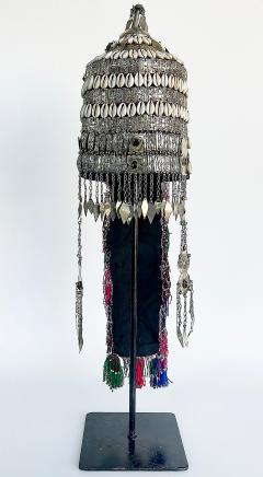 Vintage Turkman Bridal Ceremonial Headdress Heavily Adorned on Stand - 4508278