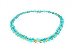 Vintage Turquoise and 14k Gold Bead Pendant Necklace - 3696366