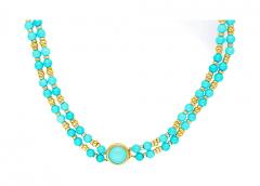 Vintage Turquoise and 14k Gold Bead Pendant Necklace - 3696368