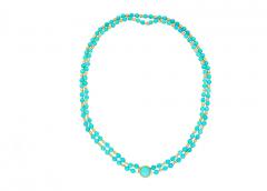 Vintage Turquoise and 14k Gold Bead Pendant Necklace - 3696393