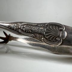 Vintage USN Claw Sugar Ice Tongs Decorative Design Navy Silver Eagle - 2925840