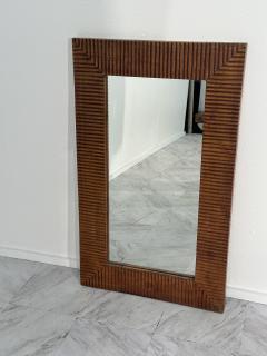 Vintage Unique Rectangular Wood Wall Mirror 1980s - 3614527