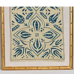 Vintage Uzbek Hand Embroidered Suzani In Gilt Frame - 4736052