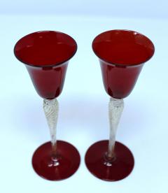 Ruby Murano Glass Venetian Wine Glass Stems Set of 8 - Ruby Lane