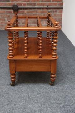 Vintage Victorian Figured Walnut Canterbury Magazine Rack on Casters with Drawer - 4380644