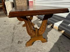 Vintage Walnut Os De Mouton Style Trestle Base Coffee Table - 4474547