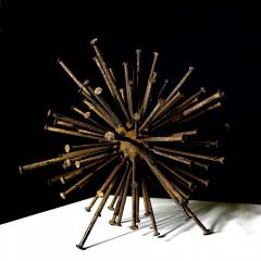 Vintage Welded Metal Nail Atomic orb Sculpture - 4374916