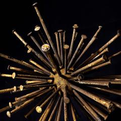 Vintage Welded Metal Nail Atomic orb Sculpture - 4374917