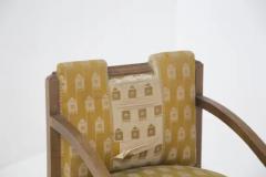 Vintage Wooden Armchairs in Fabric and Brass - 3649151