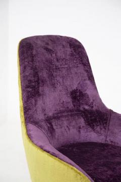 Vintage Wooden Armchairs in Purple and Green Velvet - 3642286