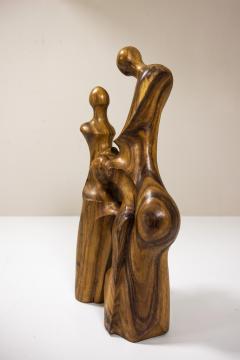 Vintage Wooden Biomorphic Sculpture featuring Abstract Figures - 3834142