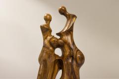 Vintage Wooden Biomorphic Sculpture featuring Abstract Figures - 3834145