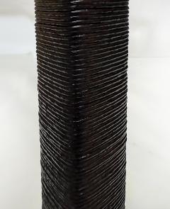 Vintage Wrapped Lacquered Cord Console Table Inset Glass Top Brass Accents - 4402212