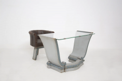 Vintage Writing Desk in Wood and Glass and Armchair - 2633839