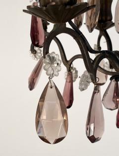 Vintage Wrought Iron Chandelier with Amethyst Crystals Italy circa 1950 - 2917226