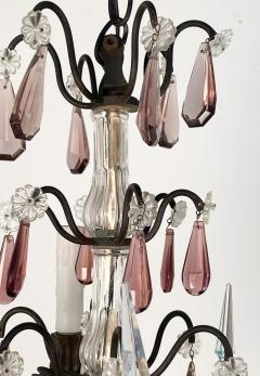 Vintage Wrought Iron Chandelier with Amethyst Crystals Italy circa 1950 - 2917227
