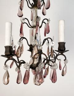 Vintage Wrought Iron Chandelier with Amethyst Crystals Italy circa 1950 - 2917228