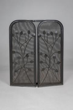 Vintage Wrought Iron Folding Fireplace Screen - 3940596