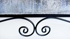 Vintage Wrought Iron Hollywood Regency Bench Silver Sphere Finials - 4416355