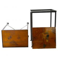 Vintage Wrought Iron Painted Wood Top Side Tables - 2786532