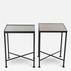Vintage Wrought Iron Painted Wood Top Side Tables - 2791336