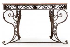 Vintage Wrought Iron and Red Marble Console Table 20th century - 4499856