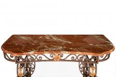 Vintage Wrought Iron and Red Marble Console Table 20th century - 4499858