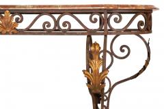 Vintage Wrought Iron and Red Marble Console Table 20th century - 4499860