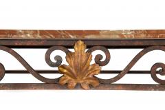 Vintage Wrought Iron and Red Marble Console Table 20th century - 4499861