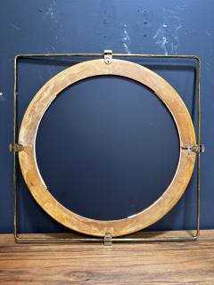 Vintage and Unique Brass Square and Wood Wall Mirror 1980s - 3307602