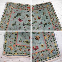 Vintage chinese peking wool handmade rug in teal green with overall pattern - 1609308