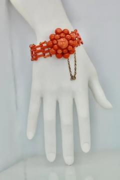 Vintage circa 1950 Coral Flower Bracelet - 3458848