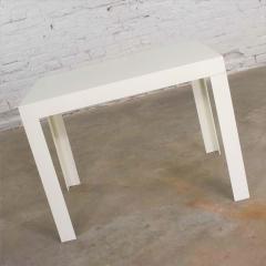 Vintage modern white molded plastic rectangular parsons style side table - 1598428