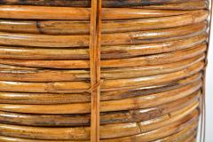 Vintage rattan and brass log basket planter - 1191153