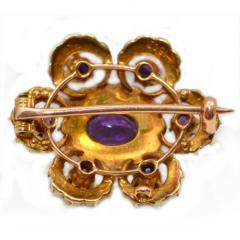 Vioctorian Amethysts Brooch with Natural Pearls 15Ct Mounting - 150404