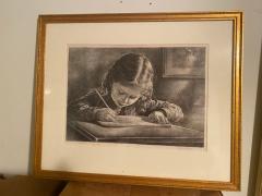 Virgil Finlay GIRL WRITING IN BOOK LITHOGRAPH BY VIRGIL FINLAY - 1706493