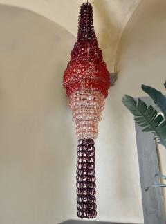 Vistosi Giogali Cascade Chandelier in Gradient Red Glass by Angelo Mangiarotti - 2476442