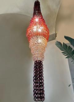 Vistosi Giogali Cascade Chandelier in Gradient Red Glass by Angelo Mangiarotti - 2476457