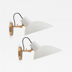 Vittoriano Vigano Pair of Vittoriano Vigan VV Cinquanta Sconces in White and Brass - 617288