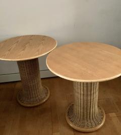 Vittorio Bonacina Late 60s Pair of Side Table in Wood and Rattan - 1209998