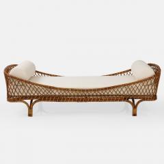 Vittorio Bonacina Rare Bamboo and Rattan Daybed in Ivory Boucl by Vittorio Bonacina - 2940744