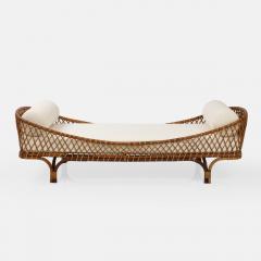 Vittorio Bonacina Rare Bamboo and Rattan Daybed in Ivory Boucl by Vittorio Bonacina - 2940750