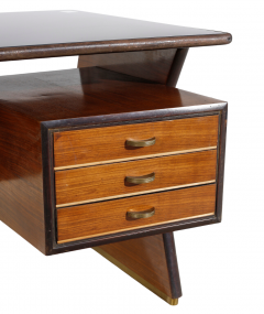 Vittorio Dassi Mobilificio Dassi Dassi 1950s Vittorio Dassi desk in walnut black glass Italy - 3710938