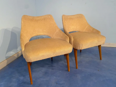 Vittorio Dassi Mobilificio Dassi Dassi Couple of Italian Mid Century Armchairs in Yellow Velvet by Vittorio Dassi - 2602897