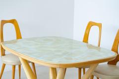 Vittorio Dassi Mobilificio Dassi Dassi Elegant table with marble base blond maple wood structure and glass top - 2769916