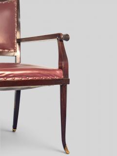 Vittorio Dassi Mobilificio Dassi Dassi Italian Mid Century Leather Desk Armchair designed by Vittorio Dassi 1950s - 4742923