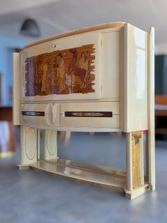 Vittorio Dassi Mobilificio Dassi Dassi Italian Midcentury Parchement Sideboard or Cabiner Bar Designed by Dassi 1950s - 4620413
