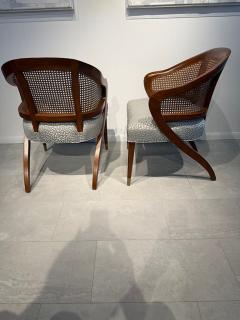 Vittorio Dassi Mobilificio Dassi Dassi Pair of Italian Modern Walnut Cane and Brass Armchairs Vittorio Dassi 1960s - 4605860