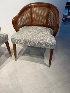Vittorio Dassi Mobilificio Dassi Dassi Pair of Italian Modern Walnut Cane and Brass Armchairs Vittorio Dassi 1960s - 4605864