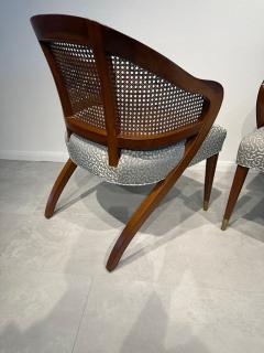Vittorio Dassi Mobilificio Dassi Dassi Pair of Italian Modern Walnut Cane and Brass Armchairs Vittorio Dassi 1960s - 4605866